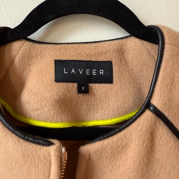 Laveer Camel Bomber Jacket with Leather Trim - Picture 4 of 4